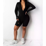 "Baddie" long sleeve shorts jumpsuit (more colors)